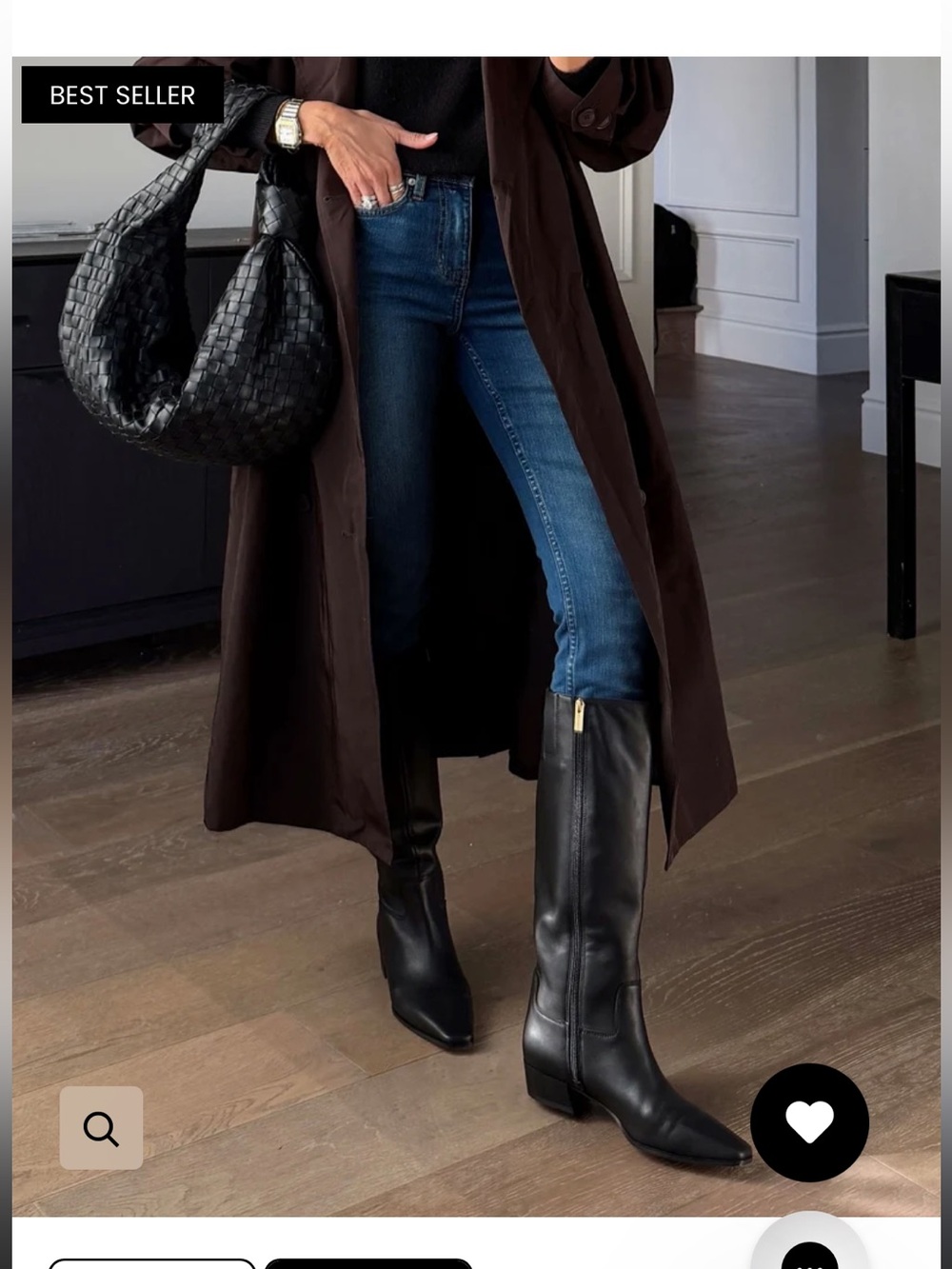 Vince Camuto Pavla Black Leather Knee High Boots 8